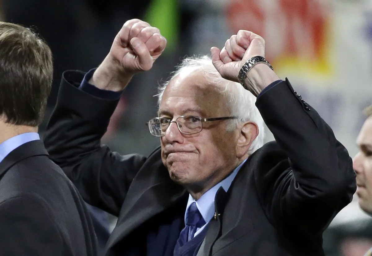 Democratic presidential candidate Sen. Bernie Sanders, I-Vt., as he leaves the field after speaking at a rally March 25, 2016, in Seattle. (AP Photo/Elaine Thompson)