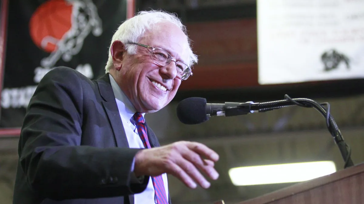 Democratic presidential candidate Bernie Sanders speaks during a campaign rally at West High School in Salt Lake City, Utah, on March 21, 2016. (George Frey/Getty Images)