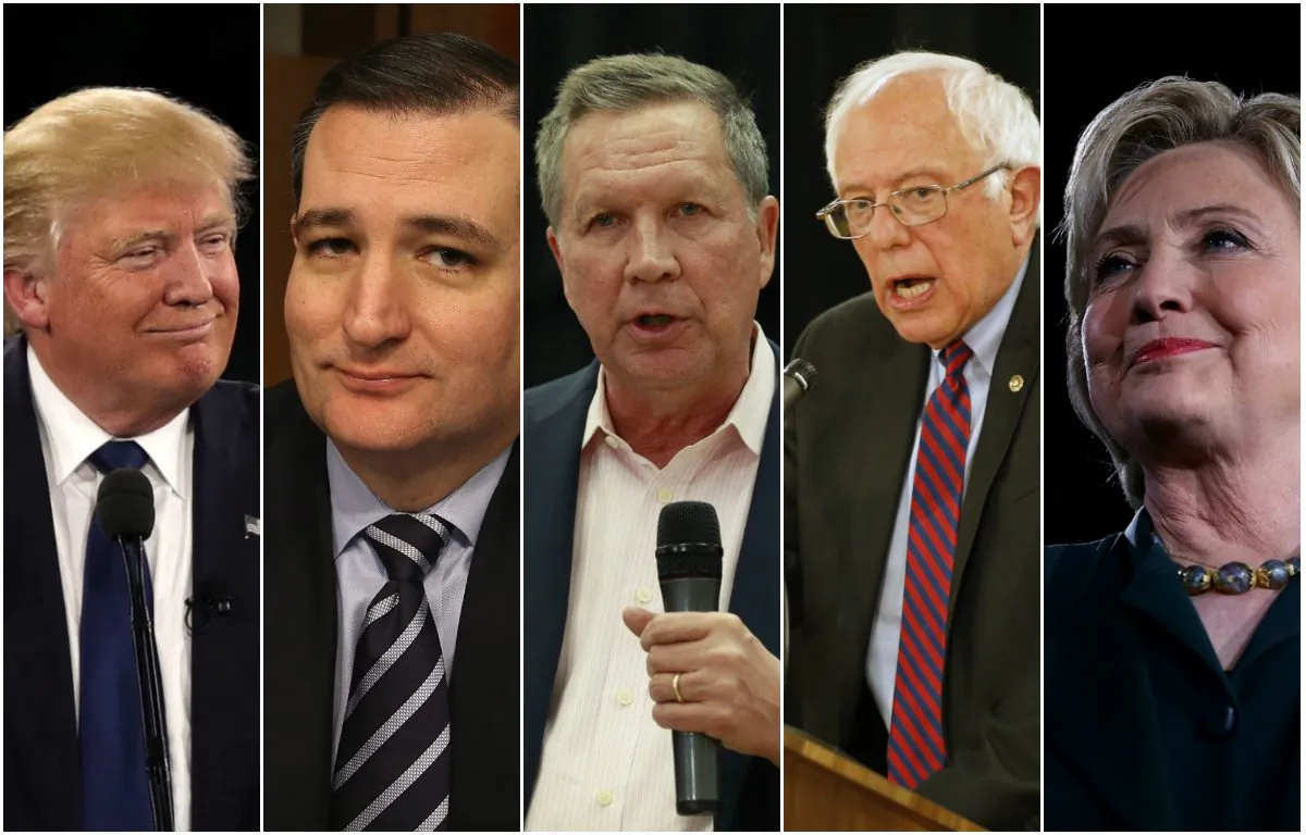 (L–R) Donald Trump, Ted Cruz, Bernie Sanders, and Hillary Clinton. (Alex Wong/Getty Images, Mark Wilson/Getty Images, George Frey/Getty Images, Justin Sullivan/Getty Images)