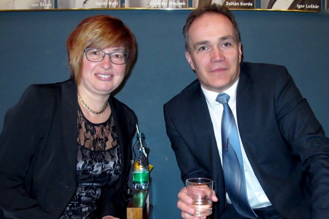 Daniela Novotna, deputy judge of the Teplice District Court, and husband Pavel Novotny at the Shen Yun performance at the Janacek Theatre in Brno, Czech Republic, on March 26, 2016. (Mary Cann/Epoch Times)