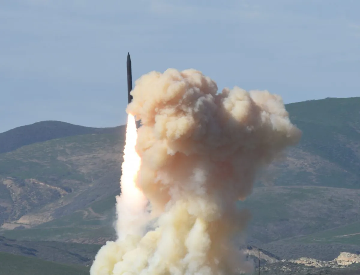 A long-range ground-based interceptor is launched from Vandenberg Air Force Base, CA, U.S. (Defense Department's Missile Defense Agency via AP)