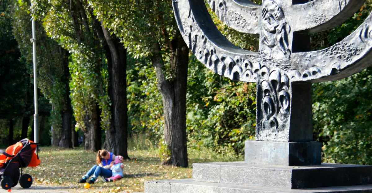 A giant menorah marks the spot where Nazis murdered about 50,000 Jews and 100,000 others at the Babi Yar ravine during World War II. Nolan Peterson/The Daily Signal)
