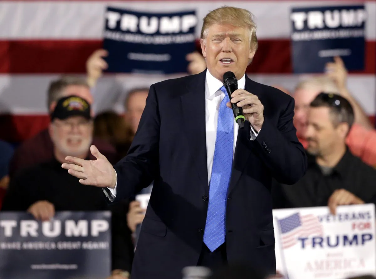 Republican presidential candidate Donald Trump speaks at a campaign stop in Janesville, Wis., on March 29, 2016. (AP Photo/Nam Y. Huh)