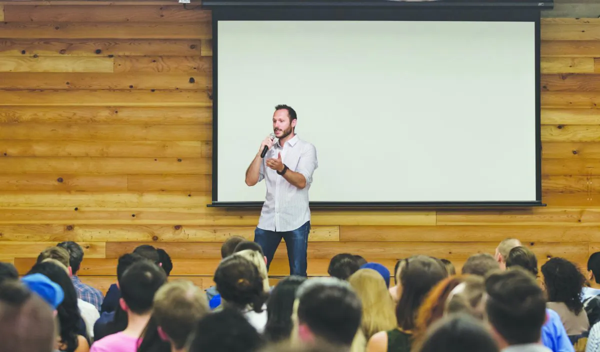 Connor Beaton speaks at a ManTalks event in Vancouver. (Courtesy Connor Beaton)