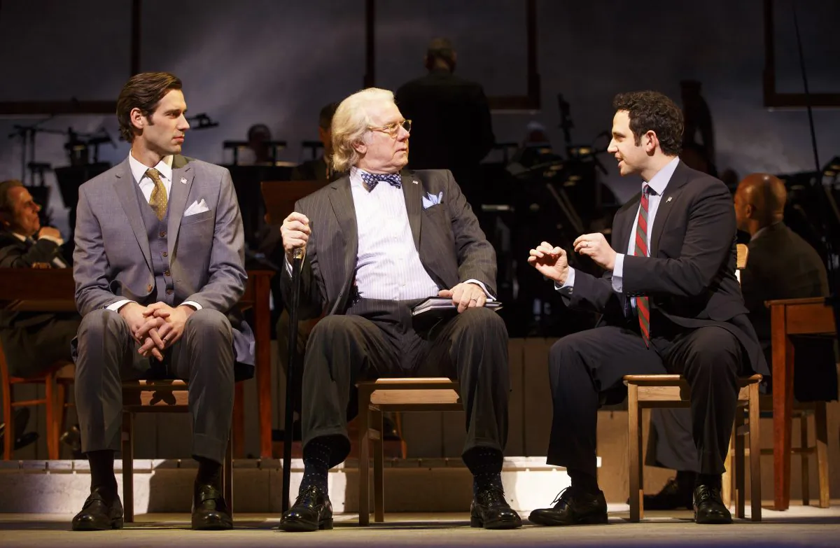 (L-R) John Behlmann, John Larroquette, Santino Fontana in “1776.” (Joan Marcus)