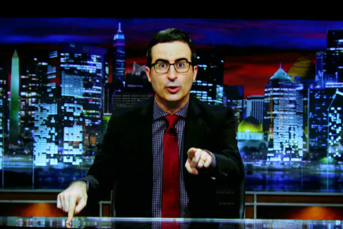 John Oliver accepts the TCA Award for Outstanding Achievement in News and Information for 'Last Week Tonight with John Oliver; via video at the 31st annual Television Critics Association Awards at The Beverly Hilton Hotel on August 8, 2015 in Beverly Hills, California. (Photo by Frederick M. Brown/Getty Images)
