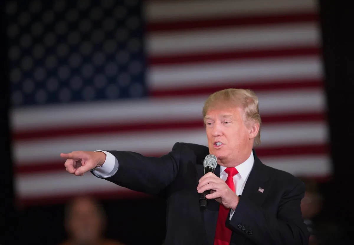 Republican presidential candidate Donald Trump speaks to guests during a campaign rally at the Radisson Paper Valley Hotel in Appleton, Wis., on March 30, 2016. (Scott Olson/Getty Images)