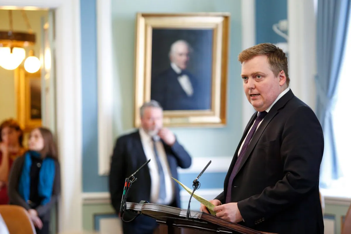 Iceland's Prime Minister Sigmundur David Gunnlaugsson, speaks during a parliamentary session in Reykjavik on Monday April 4, 2016. Iceland's prime minister insisted Monday he would not resign after documents leaked in a media investigation allegedly link him to an offshore company that would represent a serious conflict of interest, according to information leaked from a Panamanian law firm at the center of an international tax evasion scheme. (AP Photo/Brynjar Gunnarsson)