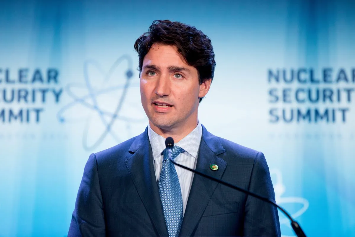 Prime Minister Justin Trudeau speaks at a briefing during the Nuclear Security Summit in Washington, D.C., on April 1, 2016. Canada needs to play a bigger role in the world, an international conference of policy-makers held in Ottawa this past week has concluded. (AP Photo/Andrew Harnik)