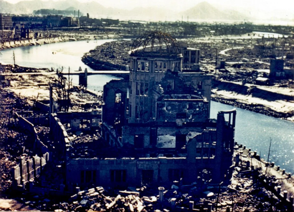 This September 1945 file picture shows the remaining of the Hiroshima Prefectural Industry Promotion Building, known as the Atomic-Bomb Dome, which was later preserved as a monument. (AFP/Getty Images)