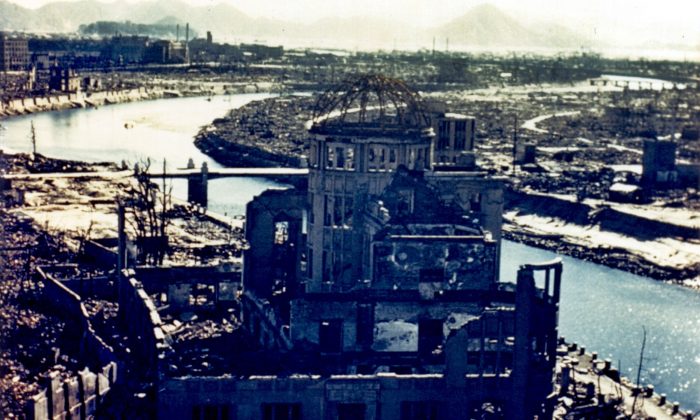This September 1945 file picture shows the remaining of the Hiroshima Prefectural Industry Promotion Building, known as the Atomic-Bomb Dome, which was later preserved as a monument. (AFP/Getty Images)