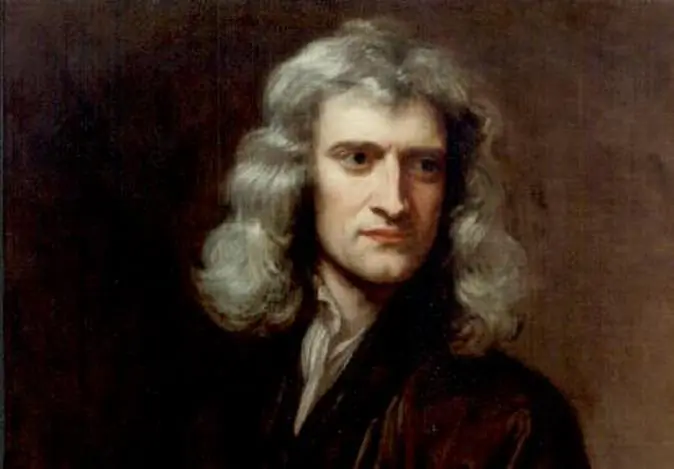 Sir Isaac Newton, 1689, Sir Gottfried Kneller. (Public Domain, PD-old-100)