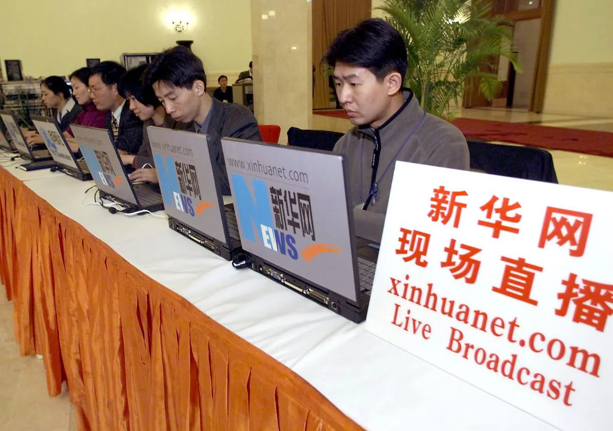 State mouthpiece Xinhua in Beijing, March 6, 2001. (Goh Chai Hin/AFP/Getty Images)