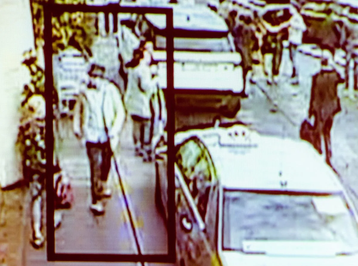 In this Belgian Federal Police hand out picture made available April 7, 2016 the third suspect, of the recent attack on Brussels airport is shown, indicated in box, during his escape from the airport after the blasts. After nearly three weeks of frantic searching, Belgian authorities announced Saturday they had finally arrested and identified the elusive "man in the hat" spotted alongside two suicide bombers who blew themselves up at Brussels Airport on March 22. (Belgian Federal Police via AP)