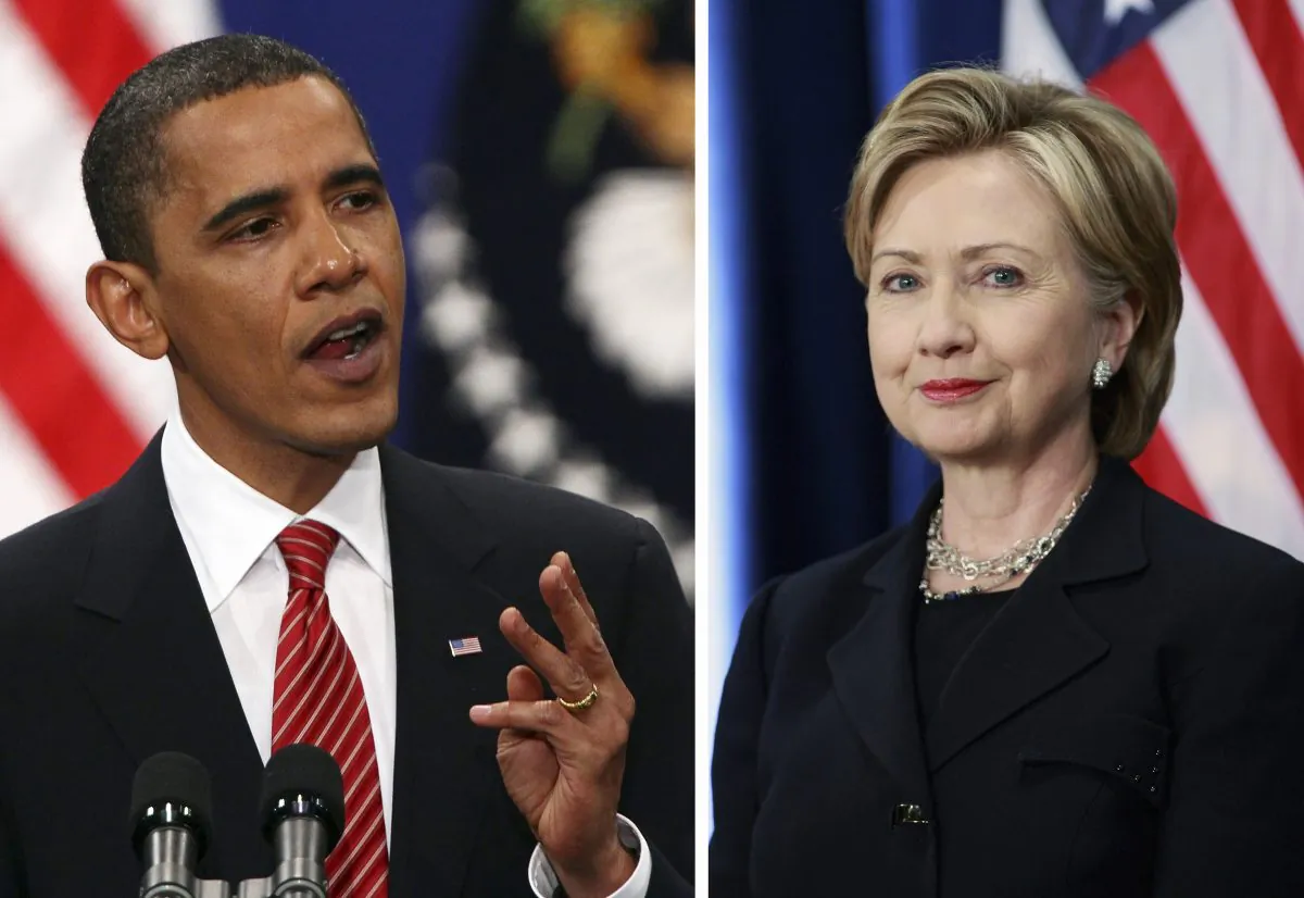 This composite image shows US President Barack Obama and his serving Secretary of State Hillary Clinton. (Win McNamee/Scott Olson/Getty Images)