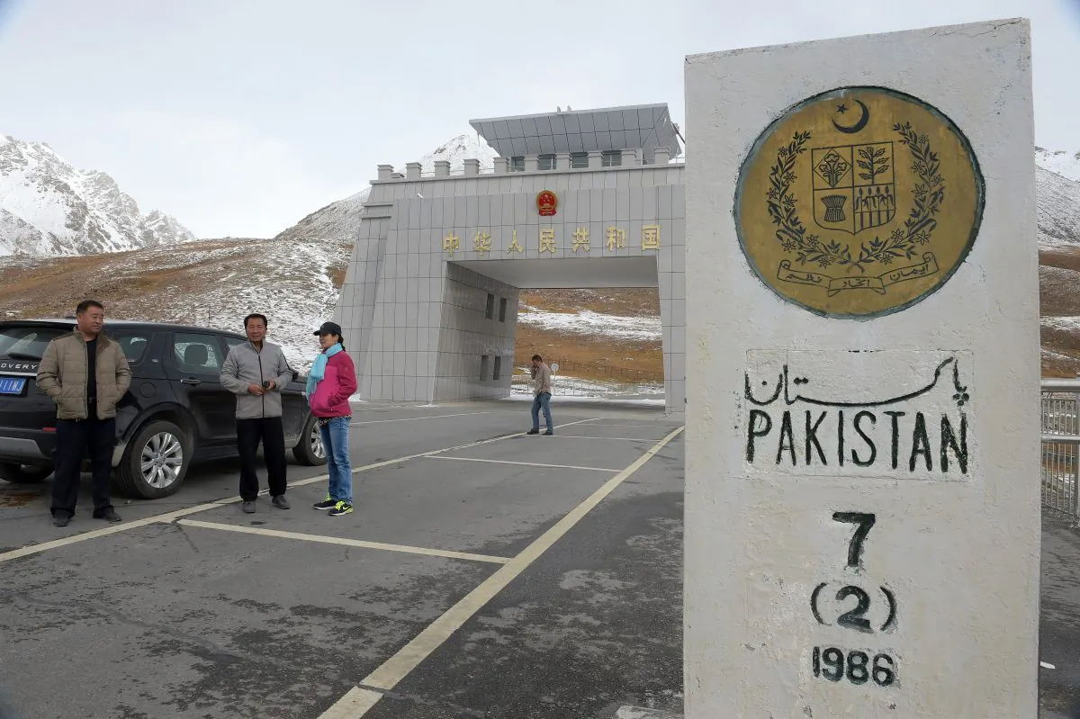 Chinese nationals arrive at the Pak-China Khunjerab Pass, a mountain pass on the Karakoram Highway in Pakistani-administered Gilgit-Baltistan bordering China’s Xinjiang region, on Sept. 29, 2015. (Aamir Qureshi/AFP/Getty Images)