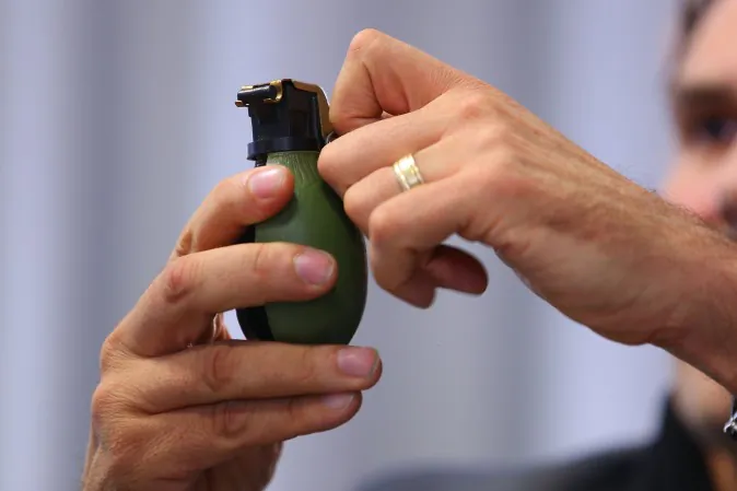 M52 hand granade, Germany 2015.  (Photo by Thomas Niedermueller/Getty Images)