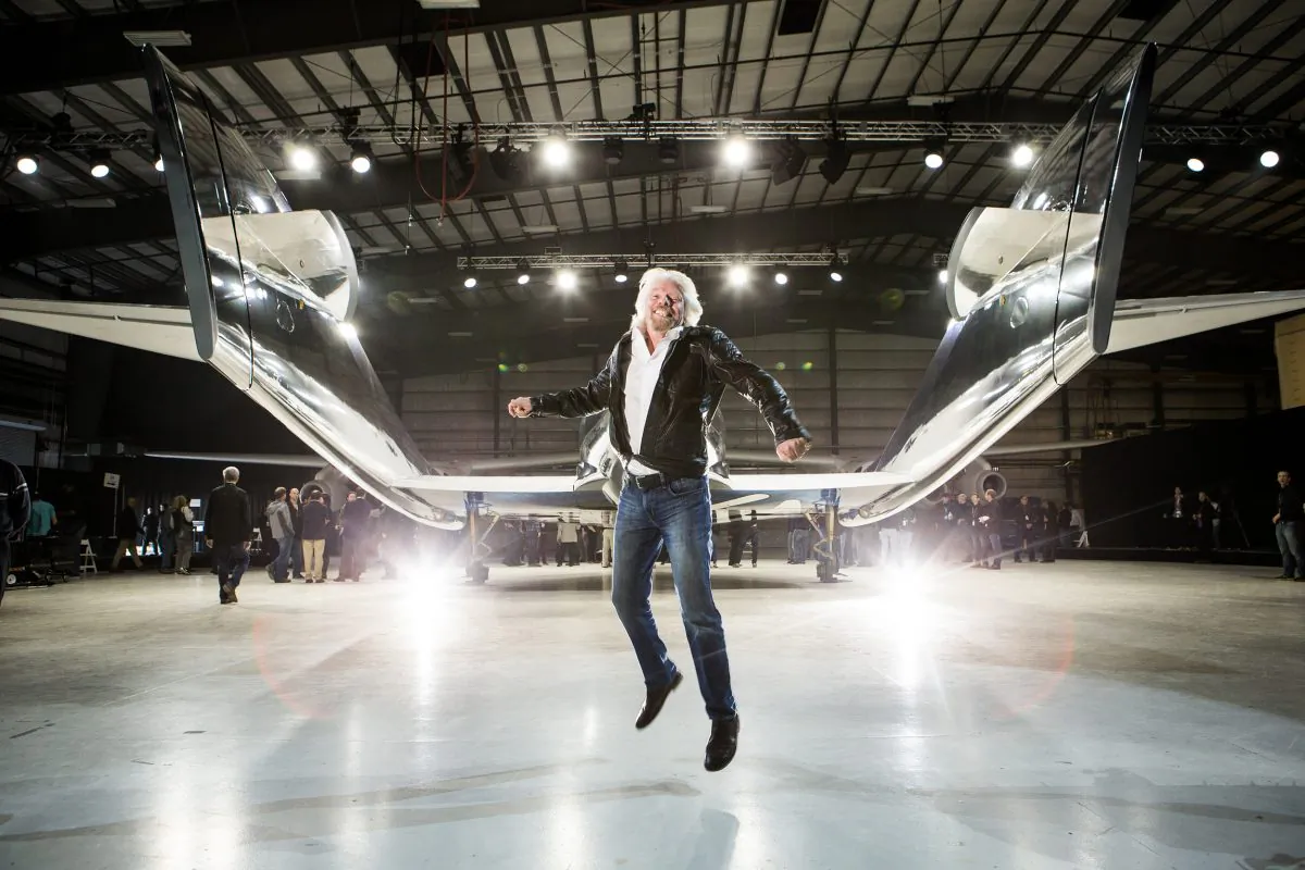 Virgin Galactic founder Richard Branson at the unveiling of his company's new spacecraft, VSS Unity, in Mojave, California, Feb.19, 2016. (2014JPVISUAL)