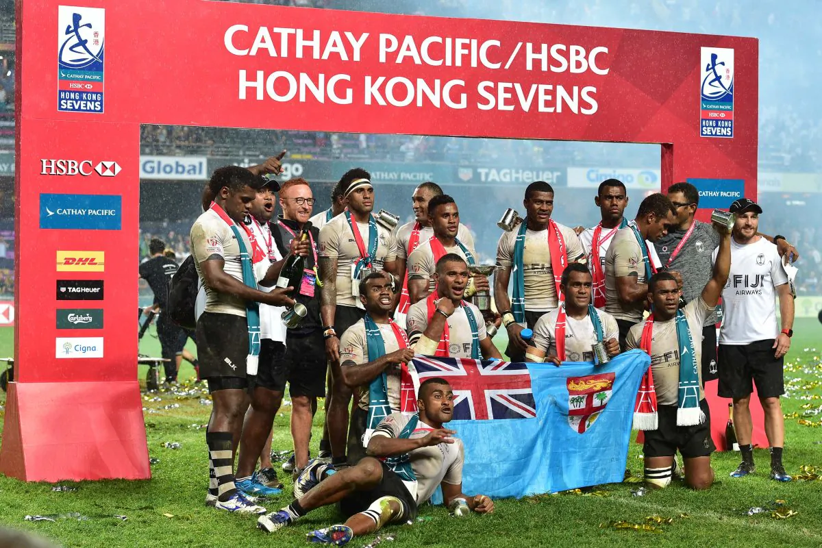 Fiji celebrate ‘low key’ in winning the Cathay Pacific/HSBC Hong Kong Sevens 2016 at the Hong Kong stadium on Sunday April 10, 2016. (Cox/Epoch Times)