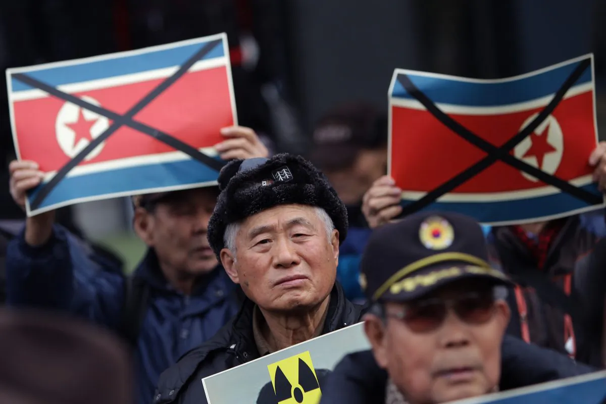 South Korean protesters attend an anti-North Korea rally in Seoul, South Korea, on Feb. 11, 2016.  (Chung Sung-Jun/Getty Images)