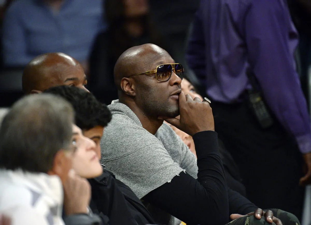 Former Los Angeles Lakers and Miami Heat basketball player Lamar Odom attends the basketball game between the Heat and the Lakers at Staples Center March 30, 2016, in Los Angeles, California. (Kevork Djansezian/Getty Images)