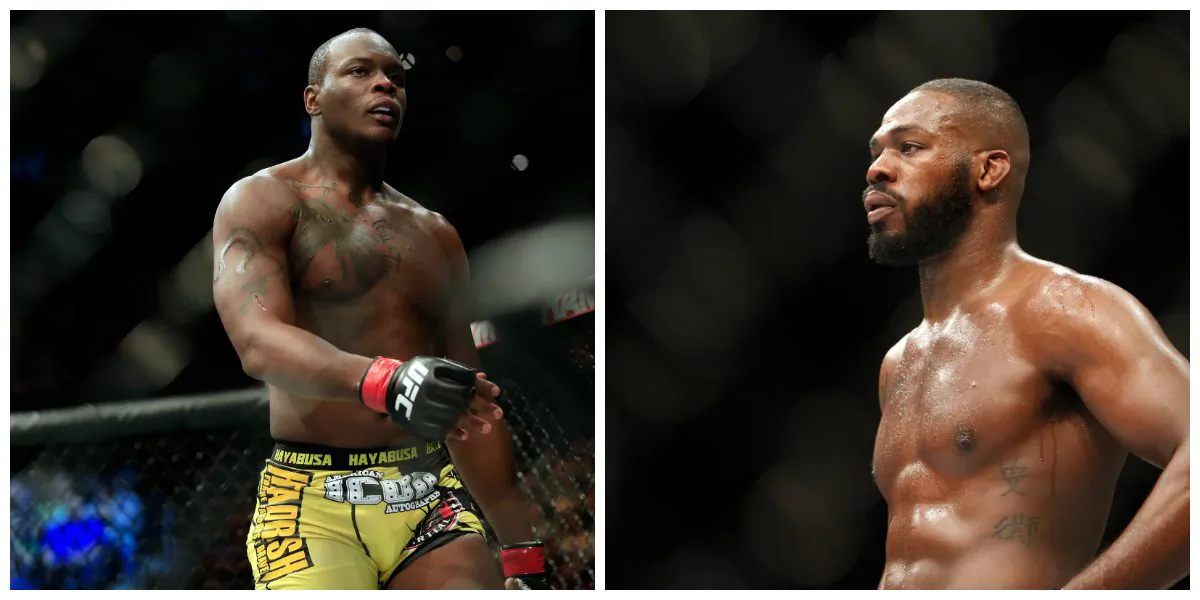 Left photo: Ovince Saint Preux celebrates defeating Patrick Cummins by KO. (Alex Trautwig/Getty Images) Right photo: Jon Jones celebrates defeating Rashad Evans by unanimous decision. (Kevin C. Cox/Getty Images)