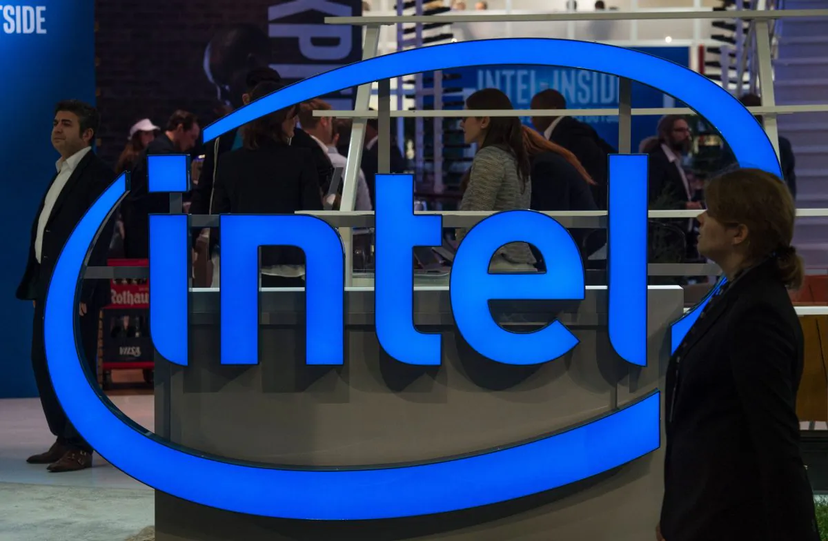 A logo of US semi-conductor giant Intel is on display at the Digital Business fair CEBIT in Hanover, central Germany, on March 15, 2016.
(John Macdougall/AFP/Getty Images)