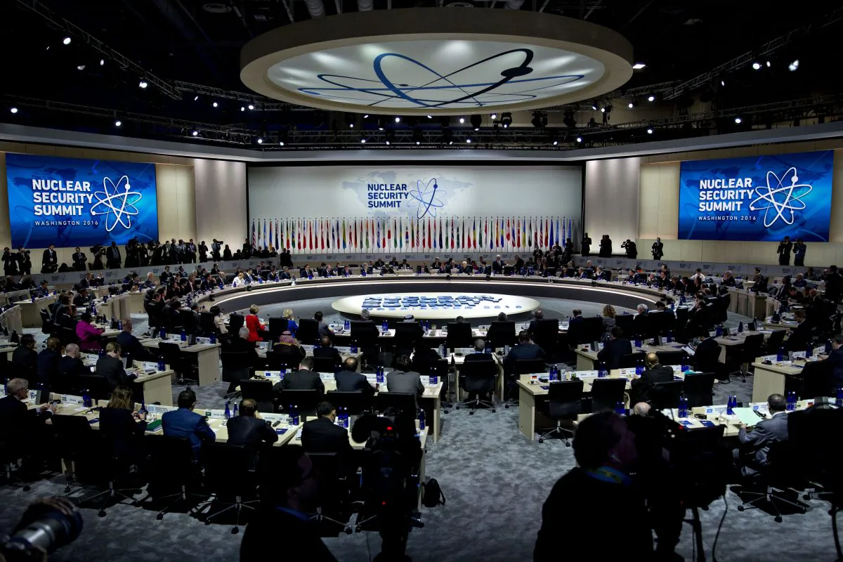 President Barack Obama(C) speaks during a closing session at the Nuclear Security Summit in Washington, D.C., on April 1, 2016. After a spate of terrorist attacks from Europe to Africa, Obama is rallying international support during the summit for an effort to keep Islamic State and similar groups from obtaining nuclear material and other weapons of mass destruction. (Andrew Harrer/Getty Images)