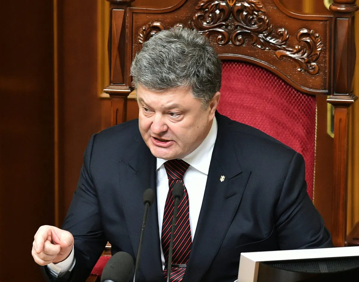 Ukrainian President Petro Poroshenko in the parliament in Kyiv, on April 14, 2016. (Genya Savilov/AFP/Getty Images)