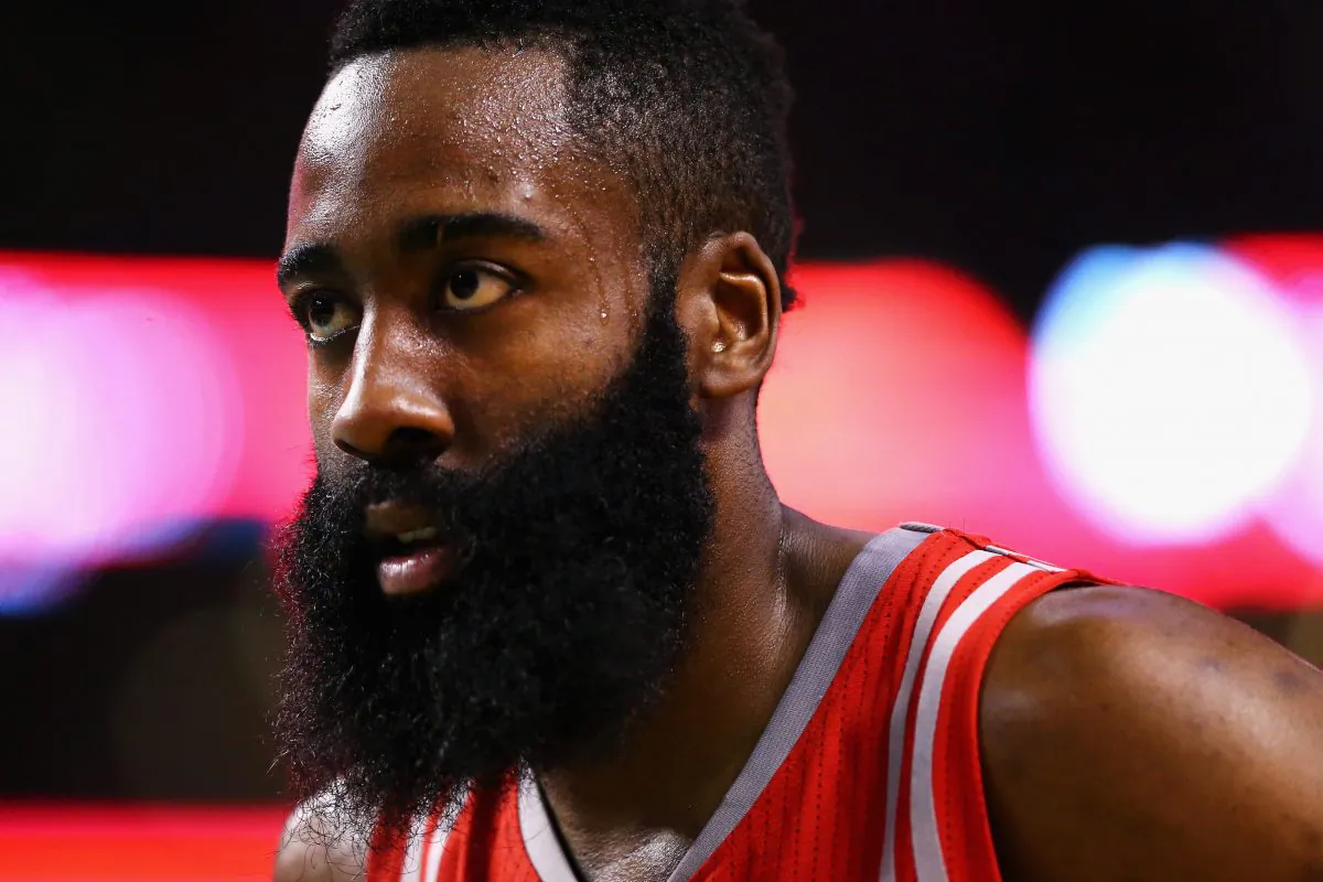 James Harden scored 28 points for the Houston Rockets in the team's 115–106 Game 2 loss to Golden State. (Maddie Meyer/Getty Images) 