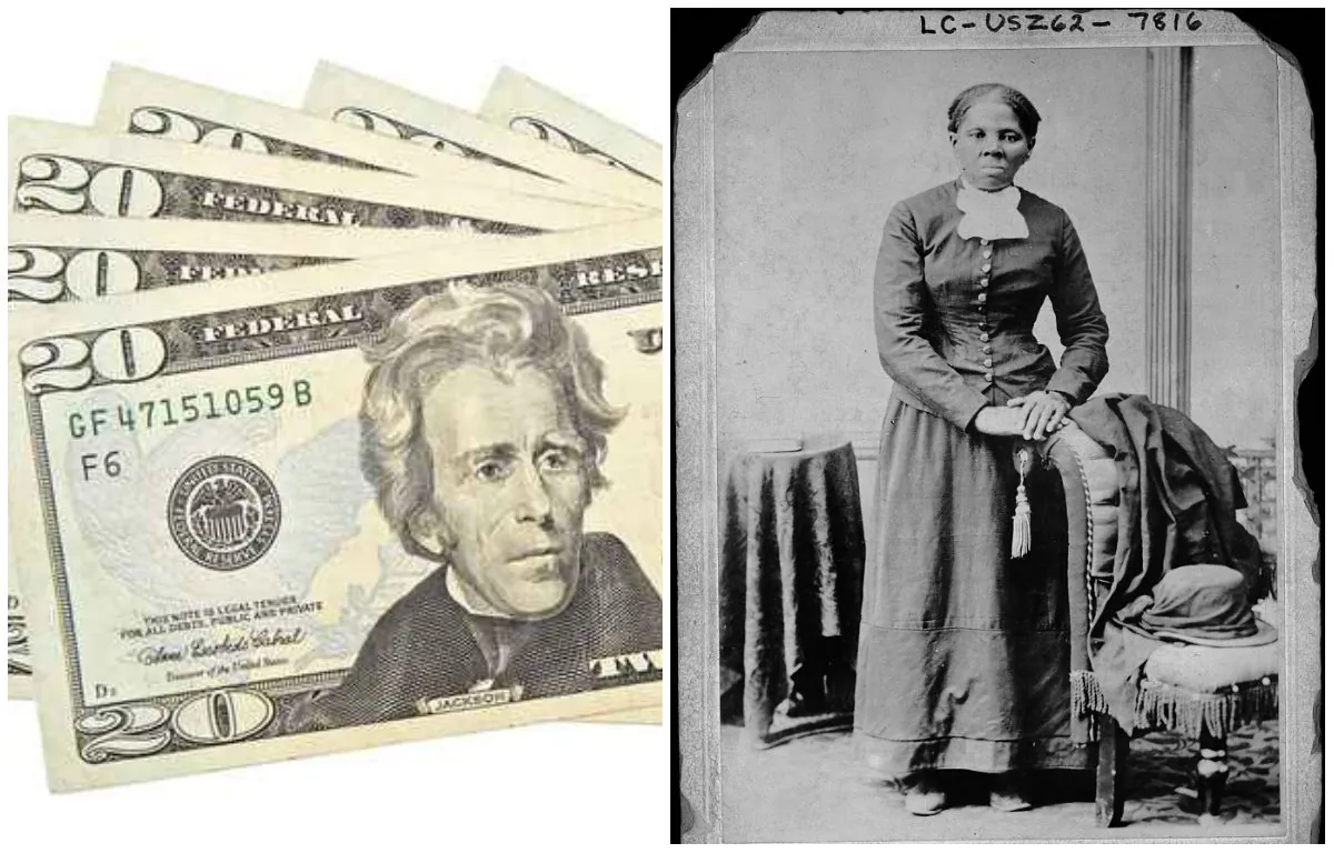 Current US $20 bill (Fotolia/AP images) and Harriet Tubman. (Library of Congress)