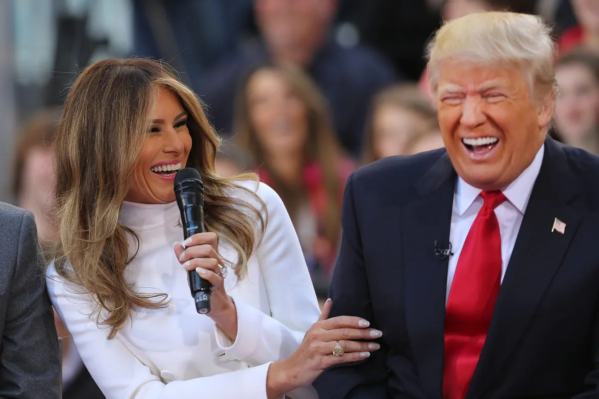 Republican presidential candidate Donald Trump sits with his wife Melania Trump while appearing at an NBC Town Hall at the Today Show in New York City on April 21, 2016. (Spencer Platt/Getty Images)