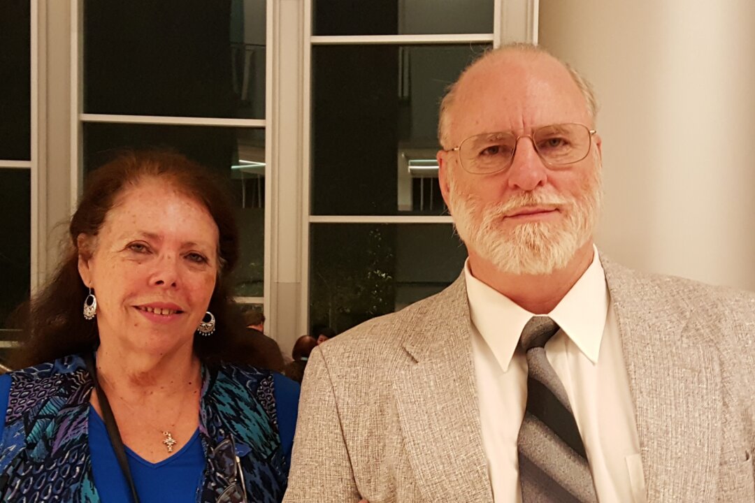 Retired Lt.Col. Gary Stein and Karen Stakem ,'Count on coming back next year' after watching Shen Yun Performing Arts at the Valley Performing Arts Center in Northridge on the evening of April 20, 2016. (Thanh Le/Epoch Times)