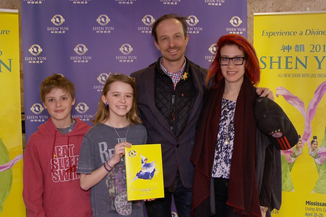Dr. Henry Moller at the Shen Yun performance with his family, including his daughter Tasha Fraser, at the Sony Centre for the Performing Arts on April 24, 2016. (NTD Television)