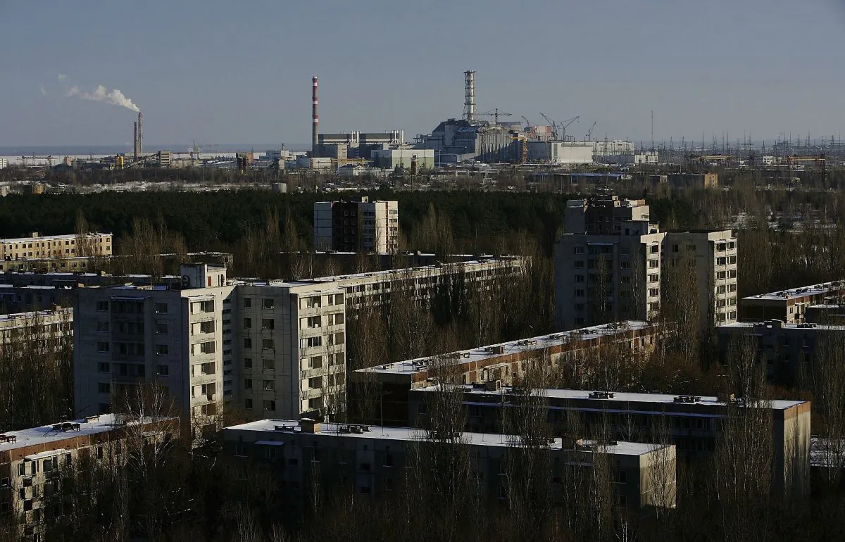 The Sarcophagus of the Chernobyl Nuclear Reactor 4 in Chernobyl, Ukraine, in a file photo. (Daniel Berehulak/Getty Images)