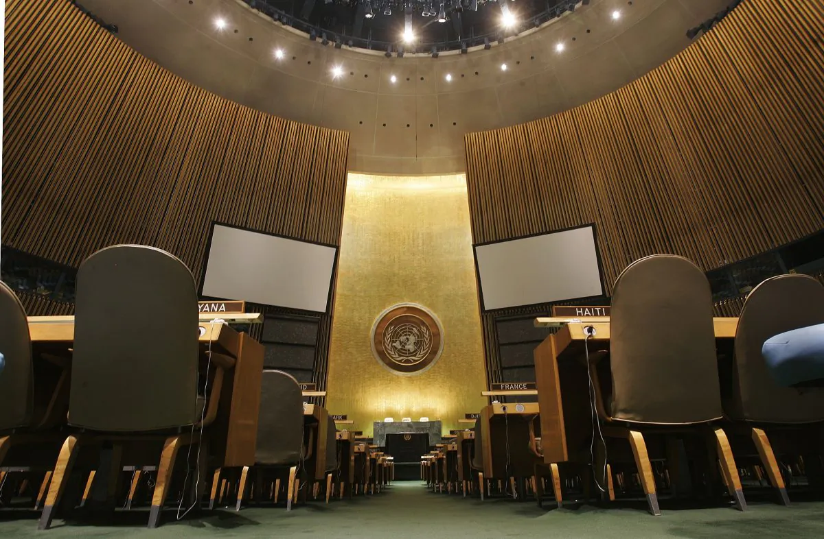 The United Nations General Assembly Hall at the U.N. headquarters in New York on May 12, 2006. (Chris Hondros/Getty Images)