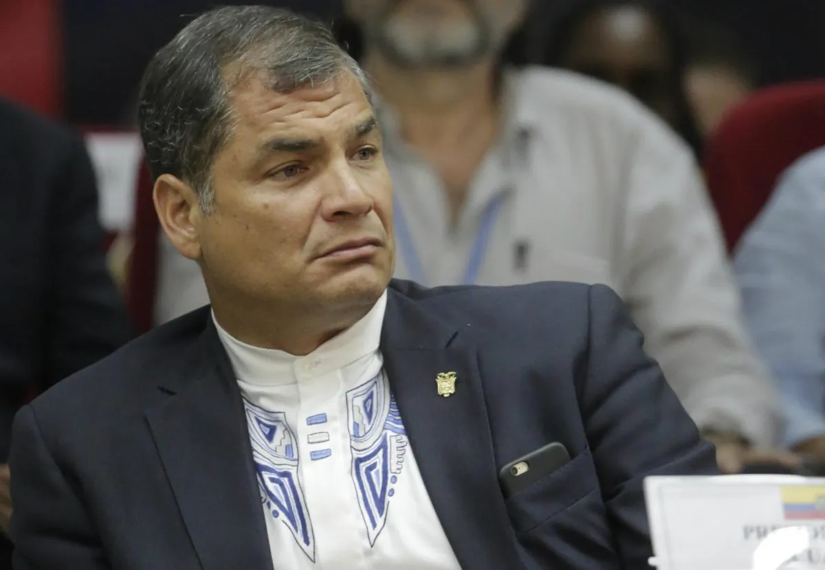 Ecuador's President Rafael Correa attends the closing ceremony of the Peoples Summit at the University of Panama in Panama City on April 11, 2015. (Inti Ocon/AFP/Getty Images)