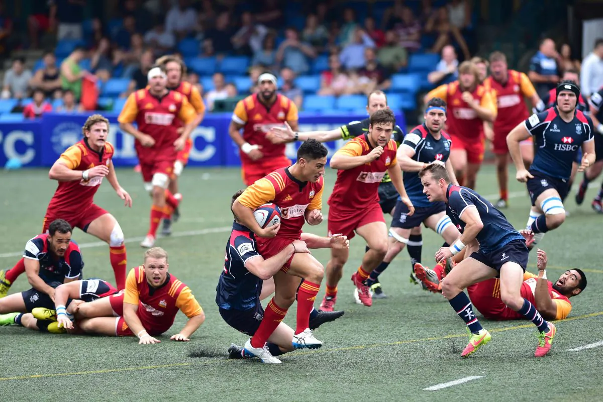 Waikato Chiefs Development team push forward in their friendly match with Hong Kong at the Hong Kong Football Club on Saturday April 23, 2016. Chiefs went on to win 38-6 with a blistering last quarter of the match. (Bill Cox/Epoch Times)