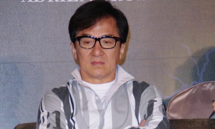 Jackie Chan in Taipei on Feb 12, 2015. (Epoch Times)
