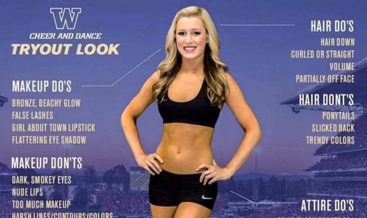 Infographic for students who want to try out for the cheerleading team (University of Washington)