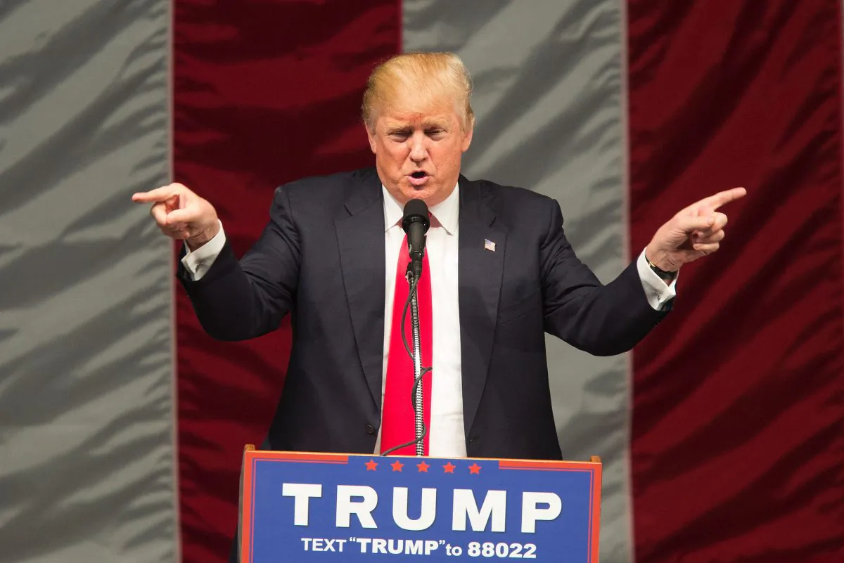 Republican presidential candidate Donald Trump speaks during a campaign rally in Orange County. (DAVID MCNEW/AFP/Getty Images)