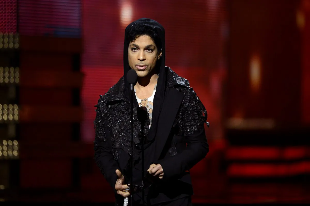 Musician Prince speaks onstage at the 55th Annual GRAMMY Awards at Staples Center on February 10, 2013 in Los Angeles, California.  Kevork Djansezian/Getty Images)