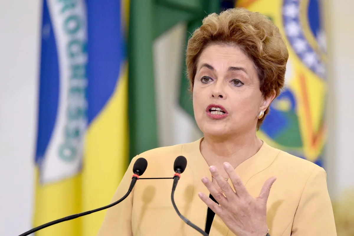 Brazilian President Dilma Rousseff delivers a speech during at the Planalto Palace in Brasilia on April 29, 2016. (Evaristo Sa/AFP/Getty Images)