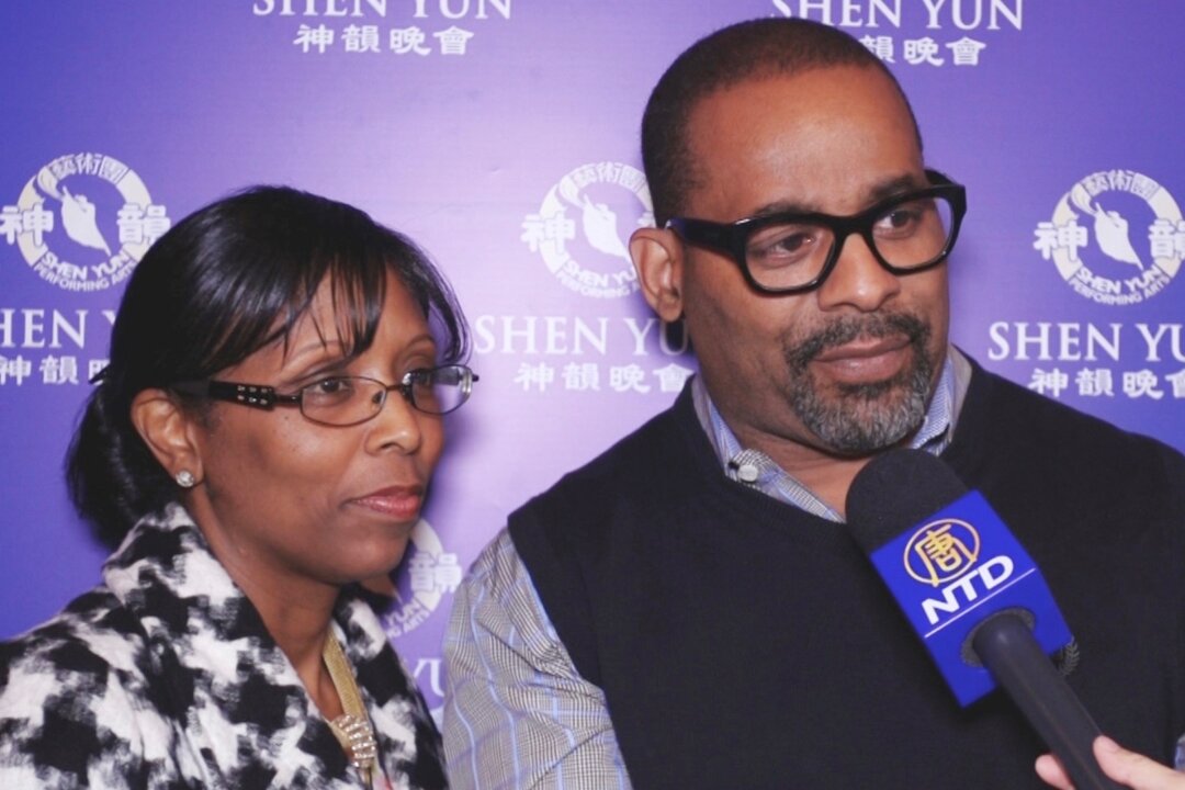 Rekishia Beans and Dr. Titus McMillan after enjoying Shen Yun Performing Arts at the New Jersey Performing Arts Center, on May 1, 2016. (Courtesy of NTD Television)
