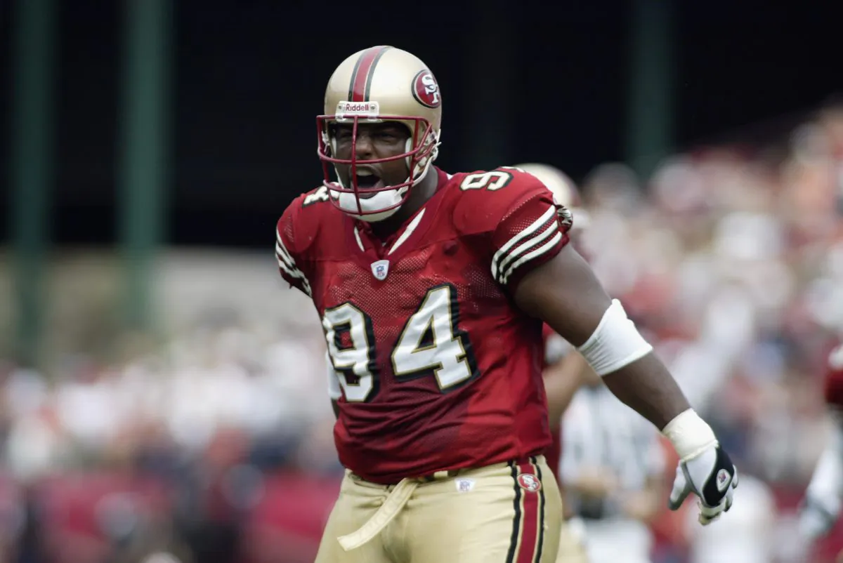 Dana Stubblefield was the NFL's Defensive Player of the Year in 1997 when he was a member of the San Francisco 49ers. (Jed Jacobsohn/Getty Images)