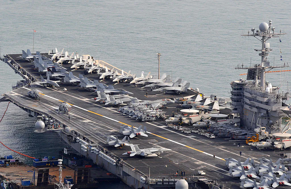The USS John C. Stennis from the U.S. Navy's Seventh Fleet is anchored at a base in Busan on March 11, 2009. (Kim Jae-Hwan/AFP/Getty Images)