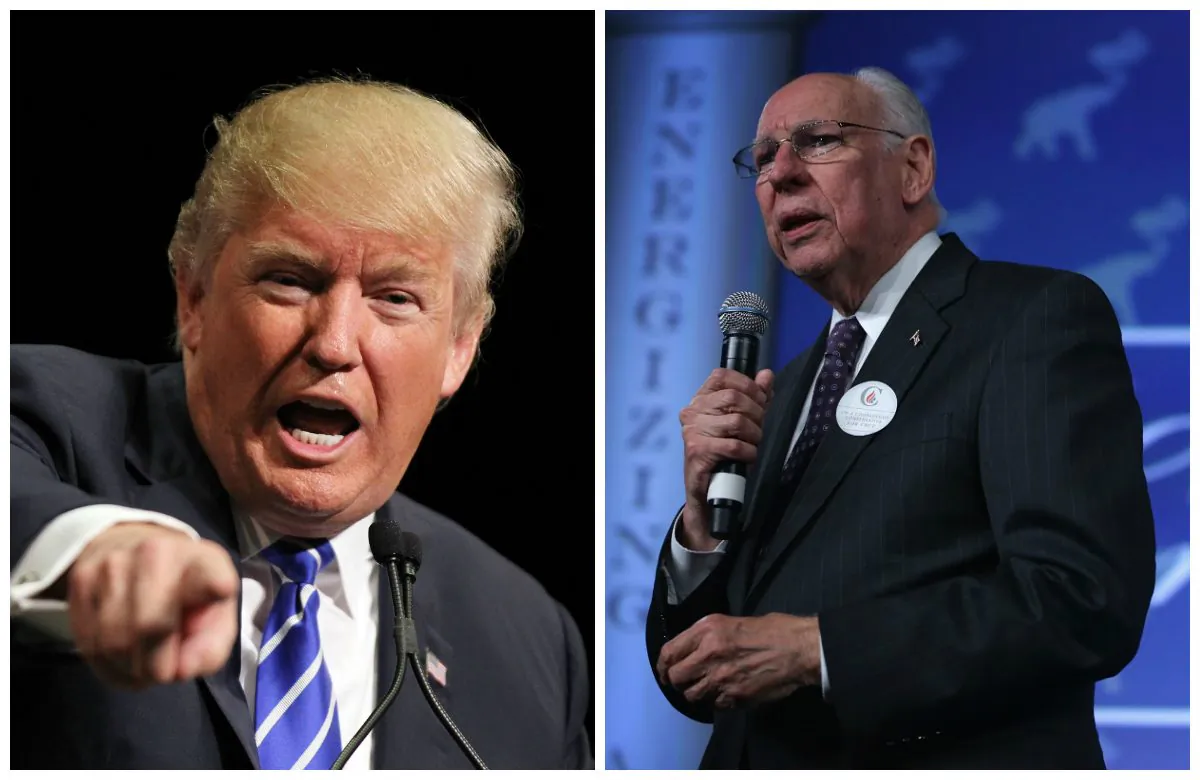 Left to Right: Donald Trump at the Treasure Island Hotel & Casino on October 8, 2015 in Las Vegas, Nevada - Rafael Cruz speaks on May 22, 2015 in Oklahoma City, Oklahoma. (Isaac Brekken/Getty Images; Alex Wong/Getty Images)