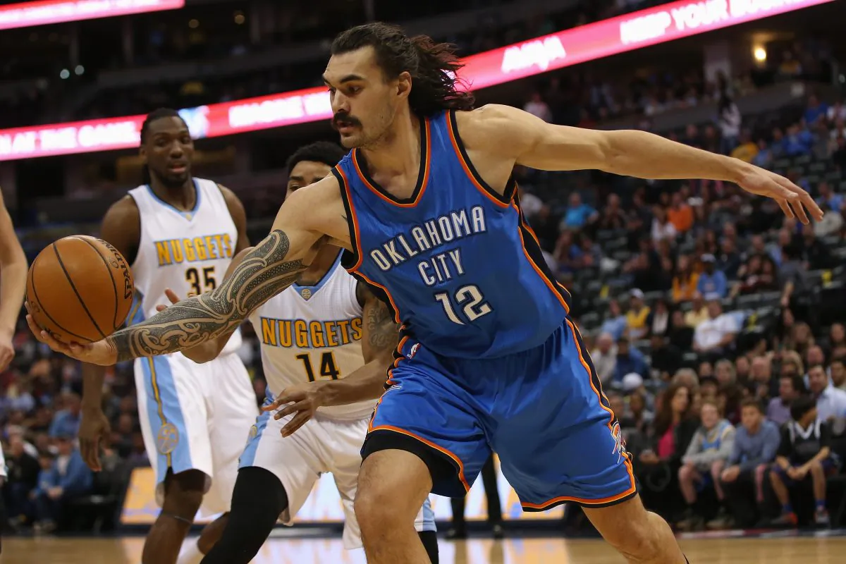 Steven Adams averaged 8.0 points and 6.7 rebounds for the Oklahoma City Thunder this past season. (Doug Pensinger/Getty Images)