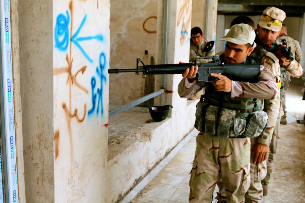 Kurdish peshmerga soldiers during a coalition-led training exercise in Erbil, Iraq. (Nolan Peterson/The Daily Signal)