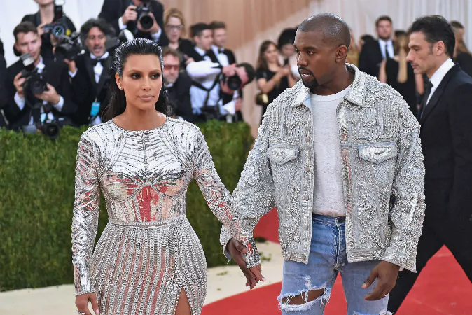 Kim Kardashian (L) and Kanye West attend the 'Manus x Machina: Fashion In An Age Of Technology' Costume Institute Gala at Metropolitan Museum of Art on May 2, 2016 in New York City. (Mike Coppola/Getty Images for People.com)